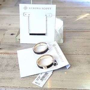 NWT KENDRA SCOTT JACK HOOPS AND BAR NECKLACE SET IN BLACK AND GOLD